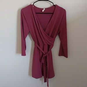 Maternity magenta wrap blouse